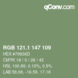 カラーコード: RGB 121.1 147 109 | qconv.com