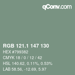 Color code: RGB 121.1 147 130 | qconv.com