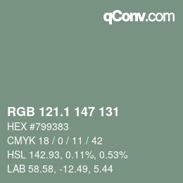 Color code: RGB 121.1 147 131 | qconv.com