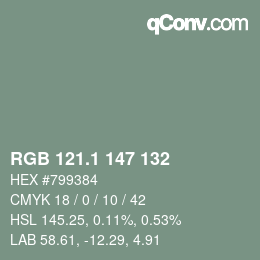 カラーコード: RGB 121.1 147 132 | qconv.com