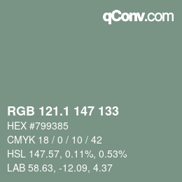 カラーコード: RGB 121.1 147 133 | qconv.com