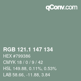 Color code: RGB 121.1 147 134 | qconv.com