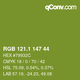カラーコード: RGB 121.1 147 44 | qconv.com