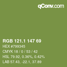 カラーコード: RGB 121.1 147 69 | qconv.com