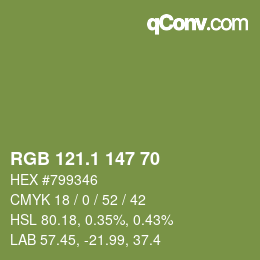 カラーコード: RGB 121.1 147 70 | qconv.com
