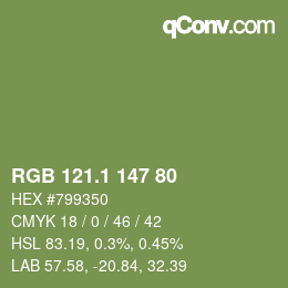 カラーコード: RGB 121.1 147 80 | qconv.com