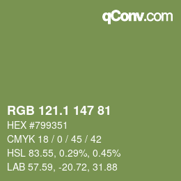 カラーコード: RGB 121.1 147 81 | qconv.com