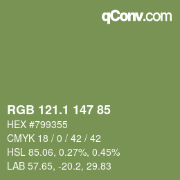 カラーコード: RGB 121.1 147 85 | qconv.com