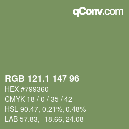カラーコード: RGB 121.1 147 96 | qconv.com