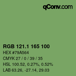 カラーコード: RGB 121.1 165 100 | qconv.com