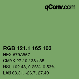 カラーコード: RGB 121.1 165 103 | qconv.com