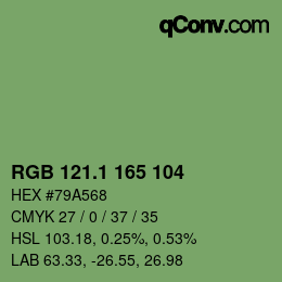 カラーコード: RGB 121.1 165 104 | qconv.com