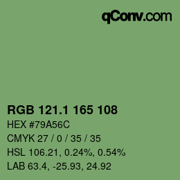 カラーコード: RGB 121.1 165 108 | qconv.com