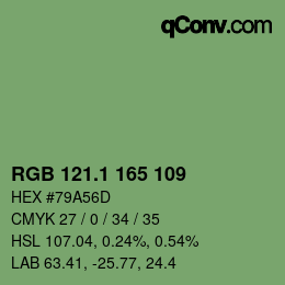 カラーコード: RGB 121.1 165 109 | qconv.com