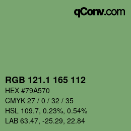 カラーコード: RGB 121.1 165 112 | qconv.com
