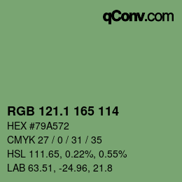 カラーコード: RGB 121.1 165 114 | qconv.com