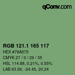 カラーコード: RGB 121.1 165 117 | qconv.com