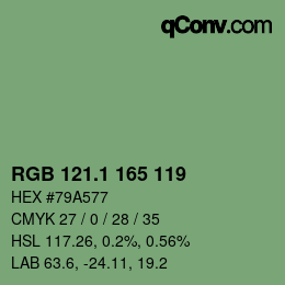 カラーコード: RGB 121.1 165 119 | qconv.com