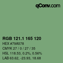 Color code: RGB 121.1 165 120 | qconv.com