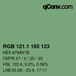 カラーコード: RGB 121.1 165 123 | qconv.com