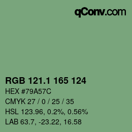 カラーコード: RGB 121.1 165 124 | qconv.com