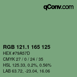 カラーコード: RGB 121.1 165 125 | qconv.com