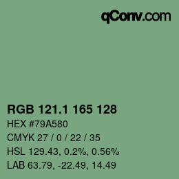 カラーコード: RGB 121.1 165 128 | qconv.com