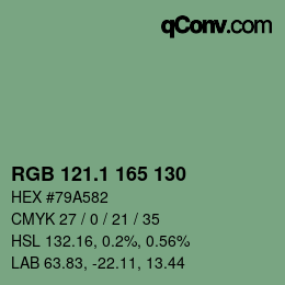 Color code: RGB 121.1 165 130 | qconv.com