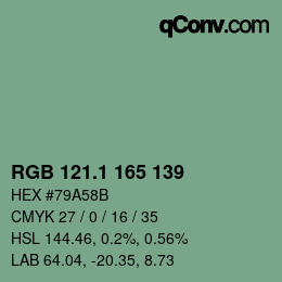Color code: RGB 121.1 165 139 | qconv.com