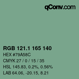 Color code: RGB 121.1 165 140 | qconv.com