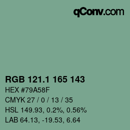Color code: RGB 121.1 165 143 | qconv.com