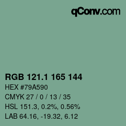 カラーコード: RGB 121.1 165 144 | qconv.com