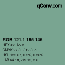 Color code: RGB 121.1 165 145 | qconv.com