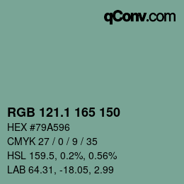 Color code: RGB 121.1 165 150 | qconv.com