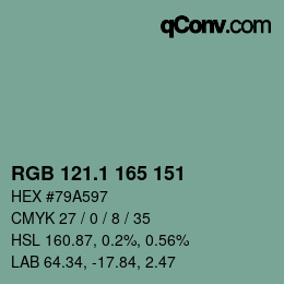 カラーコード: RGB 121.1 165 151 | qconv.com