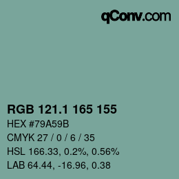 カラーコード: RGB 121.1 165 155 | qconv.com