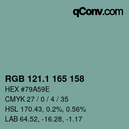 Farbcode: RGB 121.1 165 158 | qconv.com