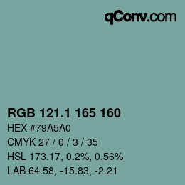 Farbcode: RGB 121.1 165 160 | qconv.com