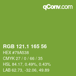 カラーコード: RGB 121.1 165 56 | qconv.com