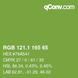 カラーコード: RGB 121.1 165 65 | qconv.com