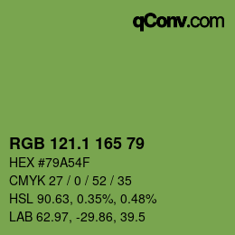 カラーコード: RGB 121.1 165 79 | qconv.com
