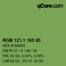 カラーコード: RGB 121.1 165 85 | qconv.com