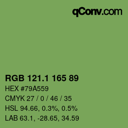 カラーコード: RGB 121.1 165 89 | qconv.com