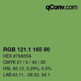 カラーコード: RGB 121.1 165 90 | qconv.com