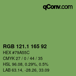 カラーコード: RGB 121.1 165 92 | qconv.com