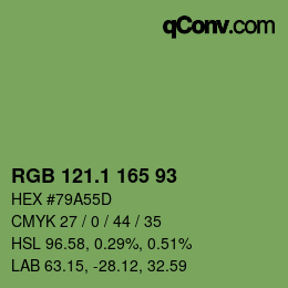 カラーコード: RGB 121.1 165 93 | qconv.com
