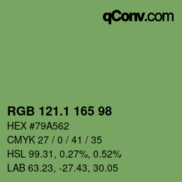 カラーコード: RGB 121.1 165 98 | qconv.com