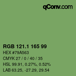 カラーコード: RGB 121.1 165 99 | qconv.com