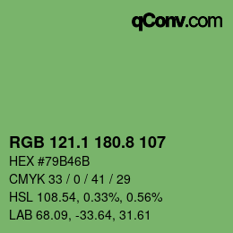 カラーコード: RGB 121.1 180.8 107 | qconv.com