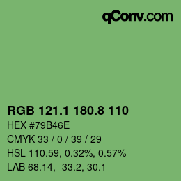 カラーコード: RGB 121.1 180.8 110 | qconv.com